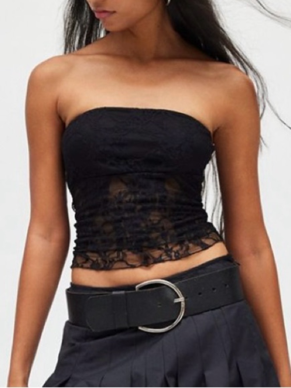 URBAN OUTFITTERS UO Kimchi Blue Kori Lace Tube Top Black Lace Large L NEW NWOT